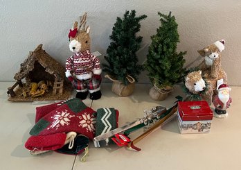 Christmas Lot - Nordstrom Animal Figurines, Nativity Scene, Stockings, And More