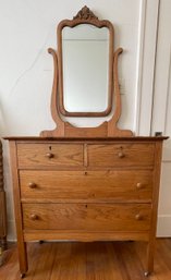 Early 1900s Solid Oak Dresser With Mirror