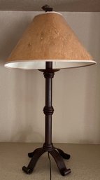 Rustic Wrought Iron Table 3-way Lamp With Elk Shade And Finial