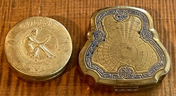 Rare Gold Karess Woodworth Art Deco Compact, 1920s Powder Compact & Reich Ash Deere Art Nouveau Rouge Compact