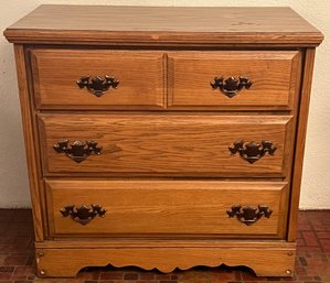 Vintage Oak 3-drawer Dresser With Metal Pulls