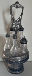 Antique Pelton Bros. St. Louis Silver Plate 5 Piece Cruet Set