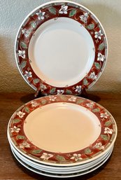 6 Pfaltzgraff Mission Flower 11.25' Dinner Plates Stoneware