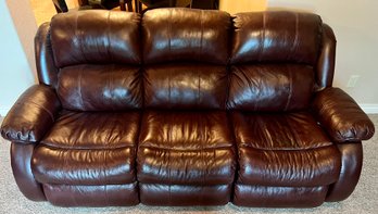 Ashley Furniture Brown Leather Full Size Reclining Couch