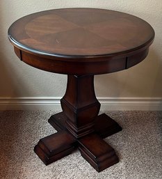 Dark Wood 26' Pedestal Base Side Table (2 Of 2)