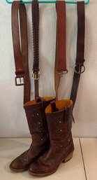 Pair Of Frye Women's Size 8 Boots And 4 Belts