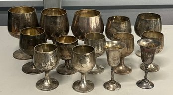 Lot Of Assorted Silver Plate Goblets Eastern Silver Co., Kent, India, And More