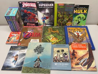 Paper And Hard Back Children's Book Lot - Marvel, DC, Zelda. Pokeman, Nickelodeon, And More