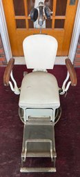 Antique Hydrolic Dental Chair With Cast Iron Base And Adjustable Back And Sides