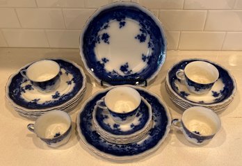 1909 Antique Johnson Bros England Clayton Blue Dishware - Dinner Plates - Side Plates - Bowls - Cups & Saucers