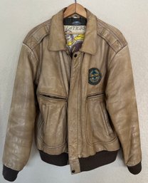 Vintage Le Tigre Size 44 Brown Leather Bomber Jacket With Patch