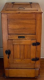 Antique Cold Harbor Solid Oak Ice Box With Original Latch