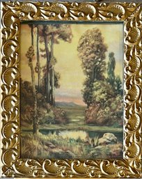 Vintage Robert Atkinson Fox Where Peace Abides 8.25' X 10.25' Print In Decorative Gold Tone Frame