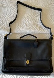 Vintage Authentic Coach Black Leather Brief Case Computer Bag