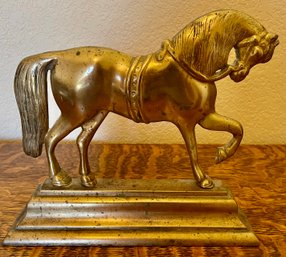 Antique Solid Brass Horse Door Stop