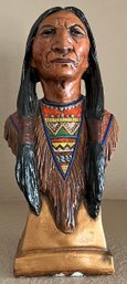 18 Inch Plaster Native American Bust (as Is)
