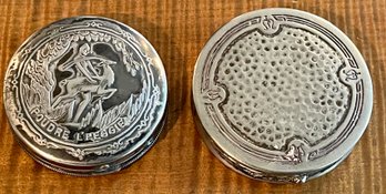 Art Nouveau Poudre L'Peggie Powder & Rouge Silver Compact & Melba Silver Rouge Compact