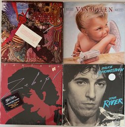 (4) Vintage Vinyl Albums - (2) Santana, Bruce Springsteen, And Van Halen