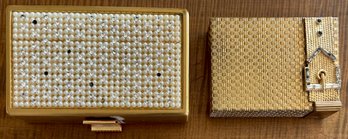 1950's Elgin American Compact Cigarette Case W/ A Du Maurier Cigarette, And Volupte Compact With Puff