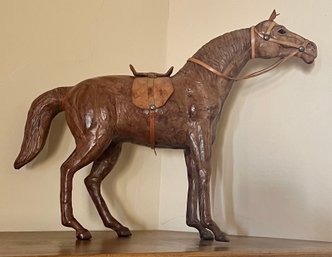 Vintage 15' X 12' Hand Wrapped Leather Equestrian Figurine