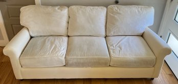 Crate And Barrel White Cotton Slip Covered Couch