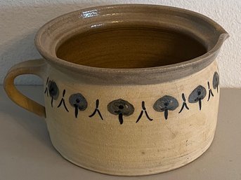 Large Hand Made Signed Sigrid Pottery Crock With Handle (as Is)