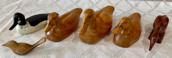 (4) Hand Carved Wood Ducks - John Chaganos, Antique Ontario Canada, Carved Goose, And Bird