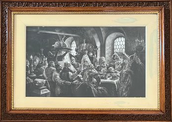 Large Antique Boyar Wedding Feast Print By Konstantin Makovsky Copyright 1885 Chas W. Shumann