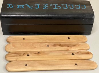Handmade Painted Alchemy Symbols Wood Box With Handmade Tongue Depressors