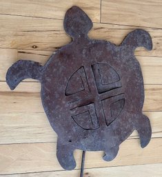 Oxidized Metal Turtle Yard Art