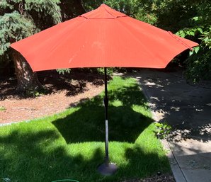 100 Inch Orange Hand Crank Umbrella With Base