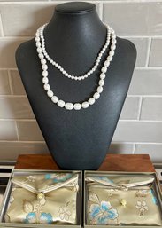 2 Honora Freshwater Cultured Pearl Sterling Silver Clasp Necklaces In With Original Boxes