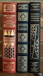 (3) The Franklin Library Signed First Edition Leather Bound Books- Huffington, John Hersey, Umberto Eco