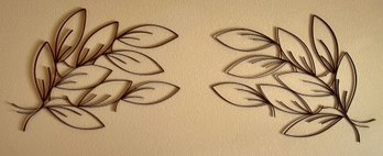 Pair Of 30' X 23' Red Metal Leaf Decor Wall Hangings