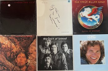 (6) Vintage Vinyl Albums - Poko, Steve Miller Band, Best Of Bread, John Nayal, And David Gates