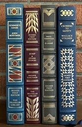 (4) The Franklin Library Signed First Edition Leather Bound Books- Mortimer, Gordimer, Stegner, Theroux