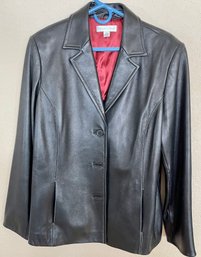 Casual Corner XL Black Leather Button Front Jacket