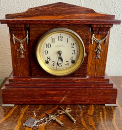 Seth Thomas Ding Dong Strike Mantle Clock (working With Keys)