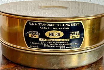 USA Standard 8 Inch Testing Sieve No 30 W. S. Tyler Inc.