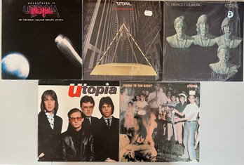 (5) Vintage Vinyl Albums - Utopia, Swing To The Right, Deface The Music, Adventures In Utopia