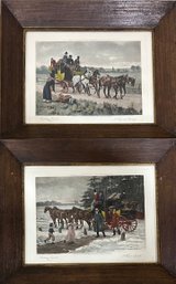 (2) Goodwin Kilburne Framed Prints - Welcome Guest, Wayside Passenger - Coaching Incidents Plate 1 And 3