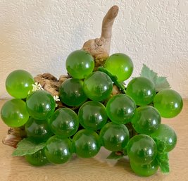 Mid Century Modern Acrylic Green Grapes On Wood Base