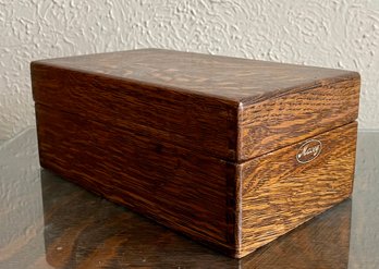 Antique Macey Tiger Oak Card File With Lid