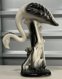 1960's Hand Painted Ceramic 12.5'H Flamingo Figurine