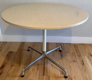 Herman Miller Collection Designed By Charles And Ray Eames Round Table With Chrome Metal Base