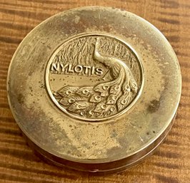 1916 RARE Nylotis Nyla Peacock Powder Compact With Powder Puff And Mirror