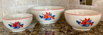 (3) Vintage Universal Pottery's Calico Fruit Bowls