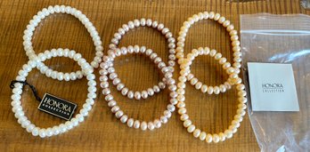 6 Honora Pearl Stretch Bracelets - Cream - Pink - Light Purple New With Tag