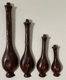 4-piece Mid Century Modern Chalkware Bottle Wall Art