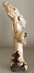 Unique 15.5 Inch Natural Hand Carved Burl Wood Stallion Sculpture